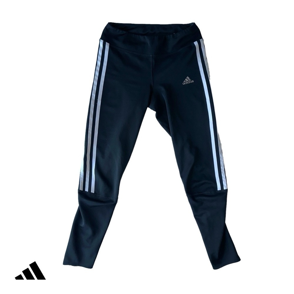 WOMEN'S ADIDAS RUNNING CLIMALITE 7/8 LEGGINGS SIZE  XS BLACK AND WHITE 3-STRIPES